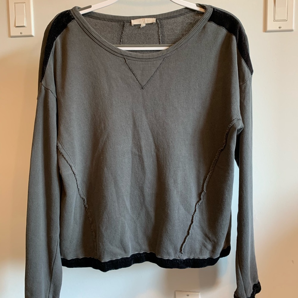 7 For All Mankind Velvet Pullover Sweatshirt, Sz S